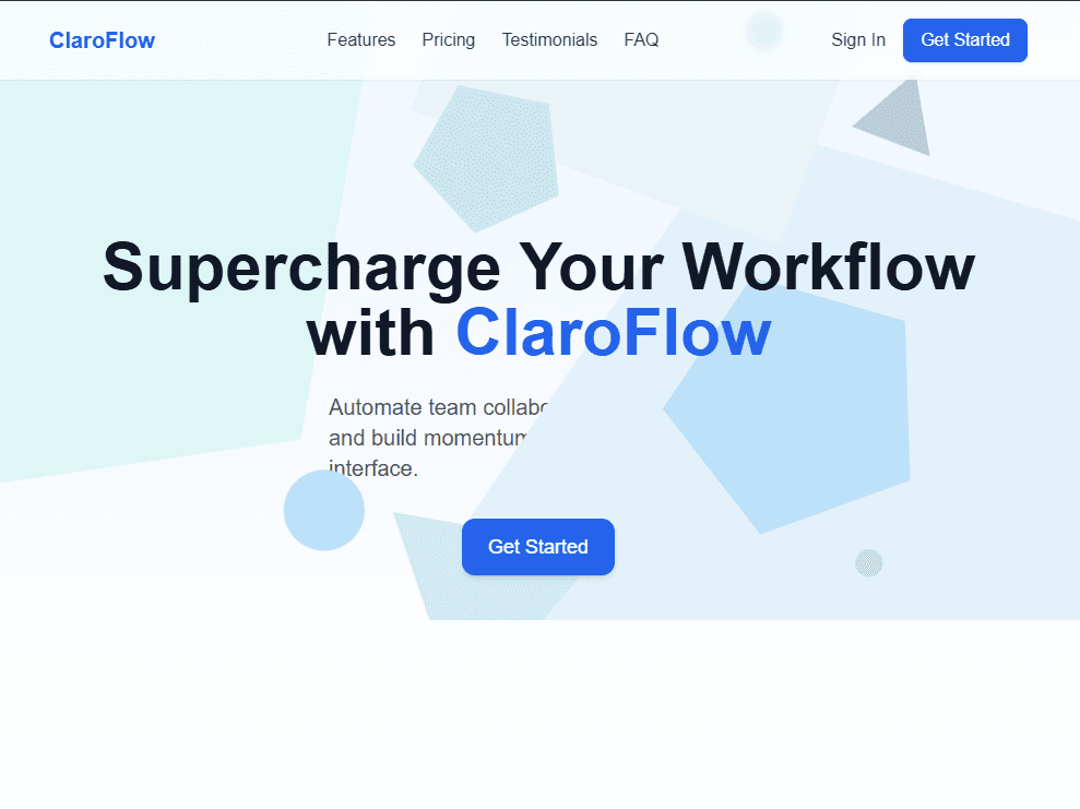 ClaroFlow SaaS landing page